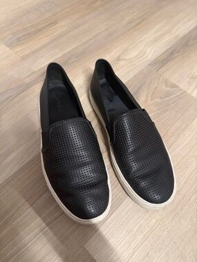 Vince Black Perforated Slip-On Sneakers with White Sole size 6.5
